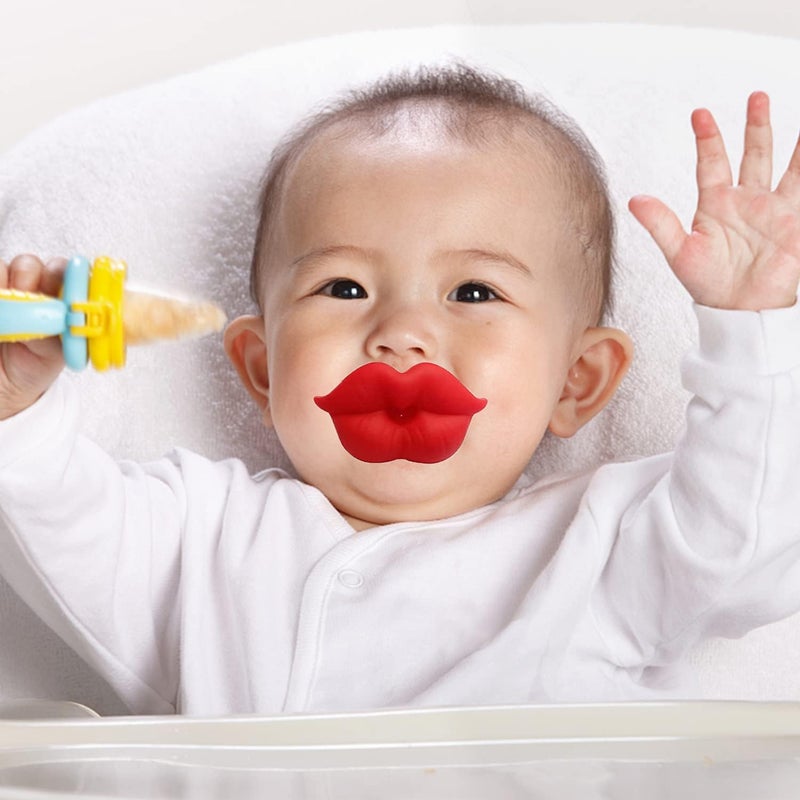 AUSTUFF 6PCs Funny Pacifier Infant Pacifier Cute Kissable Lips and Gentleman Mustache Teeth Pacifier Soft Silicone Cute Pacifier Design with Kiss Lip for Babies and Toddlers Shower Gift Unisex-BPA Free - Image 4